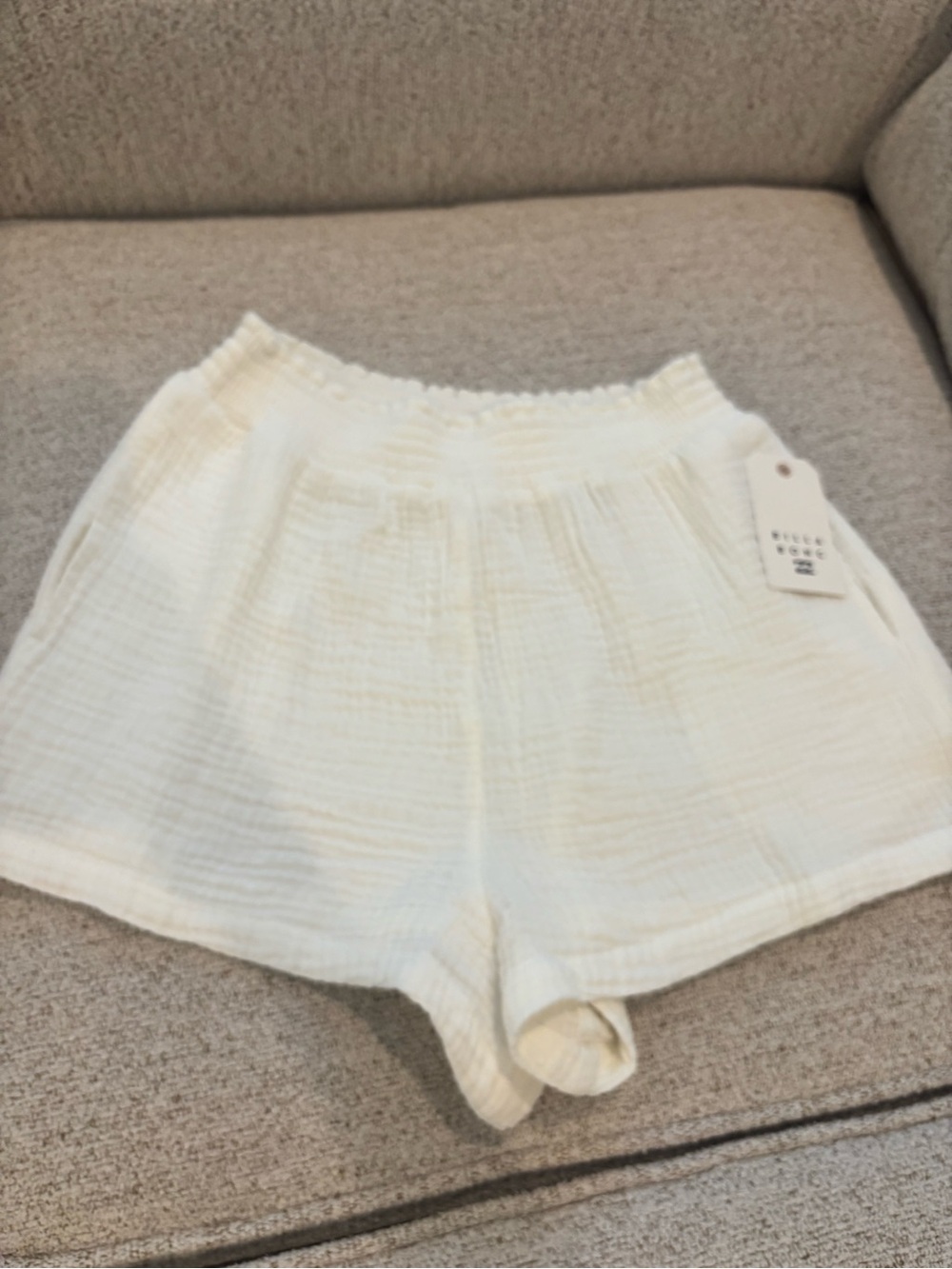 Billabong In The Waves Shorts Women’s Small White  Cotton Gauze High Rise NWT